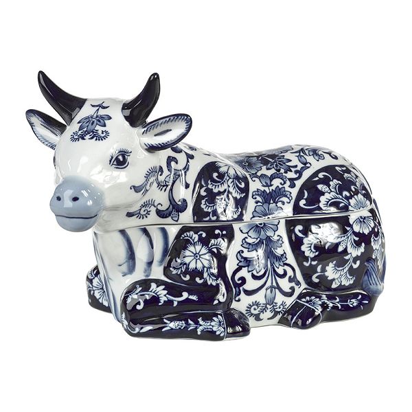 磁器製　クッキージャー　Porcelain Cow Cookie Jar - Blue　PPCCJ-B