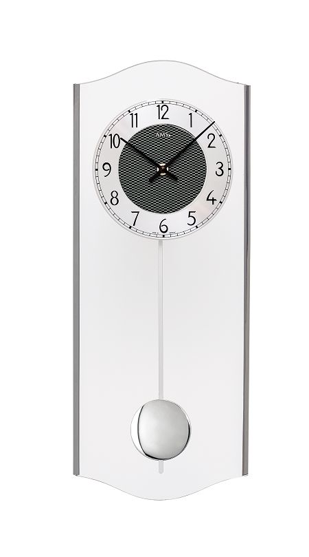 斬新デザインがお洒落！ AMS振り子時計 アームス掛け時計 7480 ガラス お洒落、