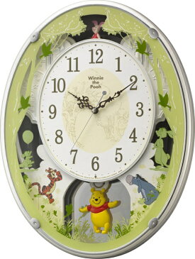 リズム時計 RHYTHM からくり時計　くまのプーさん掛け時計、ディズニー掛け時計です！アミュージング　くまのプーさんM523振り子時計　4MN523MC03　リズム時計