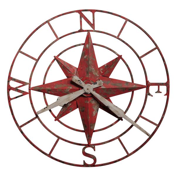 ハワード・ミラーHoward Miller社製のアンティーク調壁掛け時計です。 古めかしいレッド塗装のCompass Roseデザインが斬新です。 12時、3時、6時、9時の位置には北、東、南、西の文字が配置されています。 歴史を感じさせる色づけや質感で、本物のアンティーク品と思わせる心憎い造りです。 バランスの取れたデザインで、高級感と存在感を感じさせるHoward Millerのアンティーク調掛け時計は、ご自宅のお部屋ばかりでなく、ショップやレストランのディスプレイとしても見逃せない商品です。 HOWARD MILLER社 ハワード・ミラーHOWARD　MILLER社は、1926年に設立され、クロック・家具・ソファー等を世界中に販売しております。 特に、グランドファーザー・クロックは、ドイツの高級時計メーカー、キニンガー社を傘下に入れ、数々のモデルを生産し世界を席巻しております。（世界のトップ・メーカーです。） その他掛け時計、置き時計、アラームクロック、機械式・クオーツ式等、デザインはモダンからクラシックまで幅広い商品を販売しています。 ●サイズ：81cm幅×6cm奥行×81cm高さ ●ムーブメント：クウォーツ ●主材質：メタル ●カラー：鍛鉄、アンティークレッド ●電源：単3×1（付属） ●メーカー：HOWARD MILLER（USA） ●保証期間：1年　 ●無料にて名前入れを承りますのでご利用下さい。 新築、結婚、事務所オープン等各種記念品用として、シール印刷による名前入れを、無料にてサービスいたしておりますのでお申し付け下さい。 ご購入手続き時に「その他記入欄」にご記入下さい。 ●豪華なレーザー彫刻名入れもご利用ください（有料です） 特殊プレートへレーザー彫刻で名前入れを行い、商品の所定の位置へ貼り付けいたします。 レーザー彫刻名入れプレートご購入はこちら！ ご不明点等ございましたら、お気軽にお問い合わせ下さい。 ●取り付けフック 商品をご購入されましたお客様にてご希望の方には、写真の壁掛け用フックを無料でお付けいたしておりますので、ショッピングカートの「その他記入欄」にてお申し付け下さい。 コインなどでクギを押し込み、石膏壁やベニヤ壁に簡単に取り付けることが出来ます。（耐垂直荷重7kg）●アンティーク調なデザインがお洒落！ ●Compass Roseデザインが斬新な掛け時計です！ ●品質デザインで定評のUSAハワード・ミラー社製！ ●本商品は取り寄せ商品となります。ご注文後、USAハワードミラー社より取り寄せいたします。（納期約2カ月です。） 年代を感じさせるデザインです。　 　