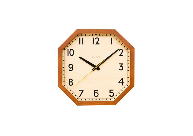 OCTAGON CLOCK シャンブル掛け時計 八角形　掛け時計 　CHAMBRE掛け時計　ブラウン CH-054BR