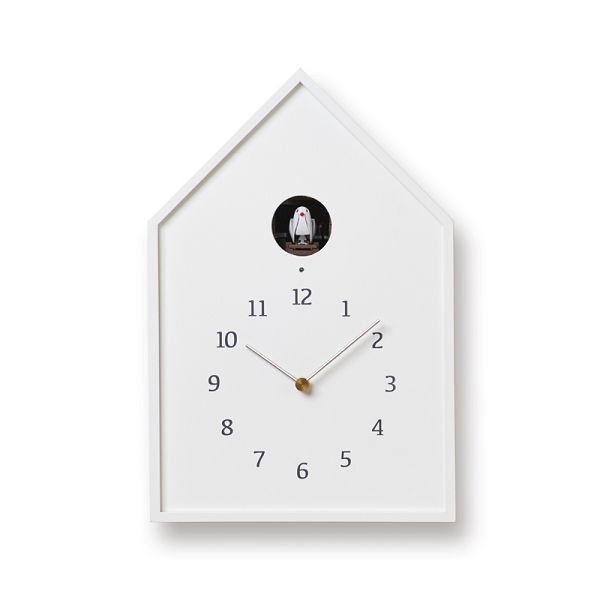 鳩時計　カッコー時計　カッコークロックです　Lemnos　レムノス　カッコー掛け時計 Birdhouse Clock ホワイト NY16-12WH