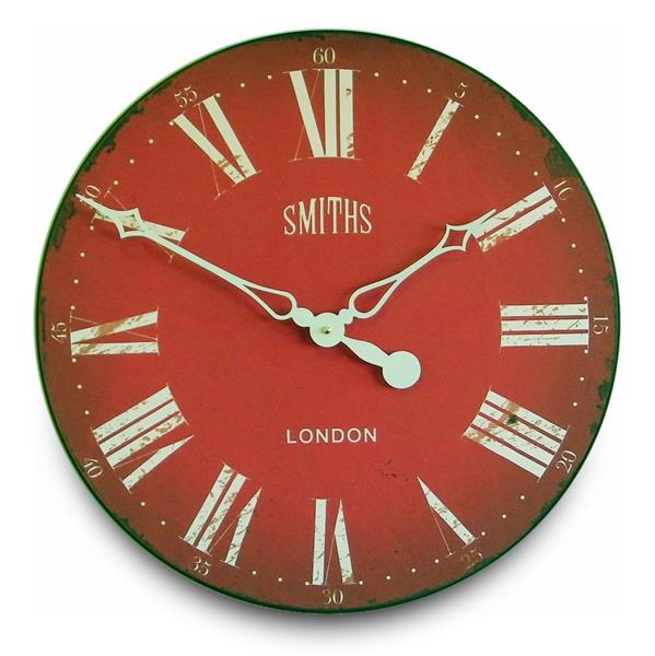 ロジャーラッセル掛け時計　大型掛け時計　SMITHスミス掛け時計　RogerLascelles　 Smiths Wall Clock Antique Style Red 50cm　壁掛け時計　ロジャーラッセル時計　GAL-SMITHS-RED