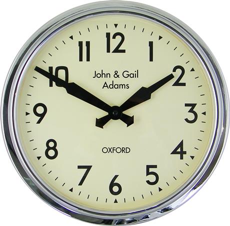 文字入れ品ロジャーラッセルRogerLascelles社製PERSONALISEDSmithsRetroClock38cm掛け時計PD-SM-RETRO-CHROME