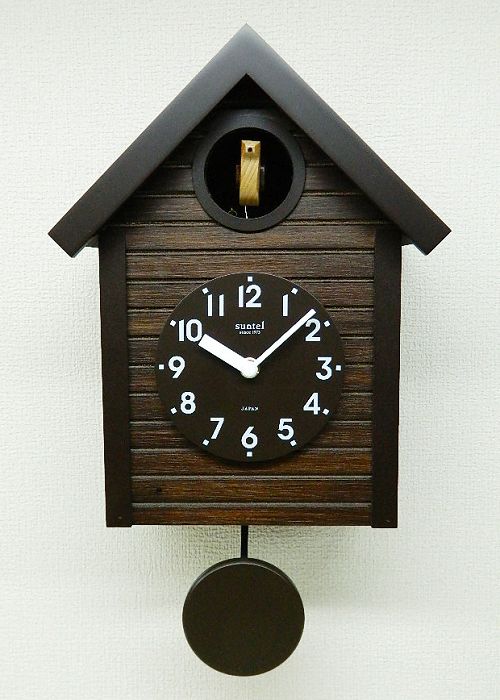 鳩時計 鳩時計　ハト時計 レトロ　さんてる　日本製　振り子　はと時計　SQ04AN　 アンティークブラウン　国産　手作り