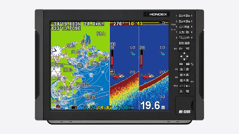 HE-120S GPS外付仕様 HONDEX ( ホンデックス ) 12.1型 カラー 液晶 プロッター デジタル 魚探 GPS 内蔵