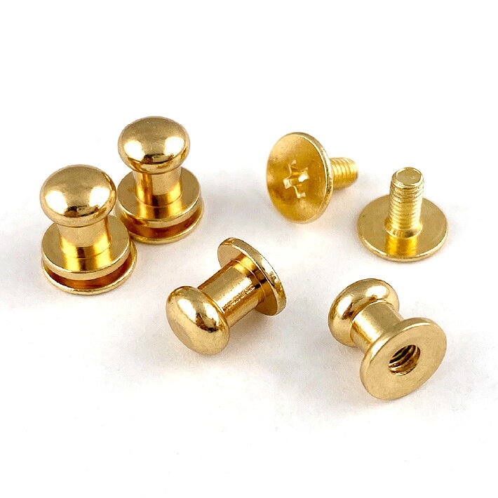【KAMON】ギボシ ゴールド シルバー アンティークゴールド ブラックニッケル 4個セット 頭6mm ネジ式 留め具 金具 レザークラフト 手芸 パーツ おうち時間 auc-centrex-10000578 セントクラフト サンプル画像2