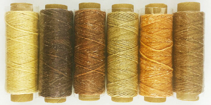 【KAMON】蝋引き糸 6色セット 7種類 50m 太さ1mm 平紐 ワックスコード レザークラフト 手縫い ロウ引き糸 選べるカラー おうち時間 3