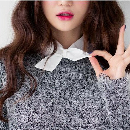 再入荷★リボン　付け襟　シフォン　高品質シャツ襟　白　重ね着シャツ　ホワイトレディース　パーティー/二次会/オフィス【メール便送料無料】