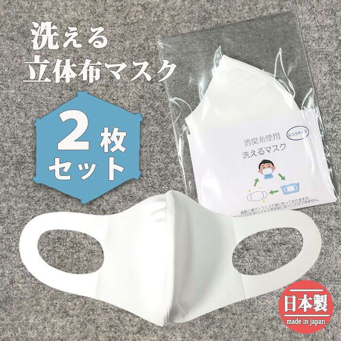 2枚セット 洗えるマスク 日本製消臭糸 布マスク ふつうサイズ 在庫あり mask 即納 販売 白 ホワイト かぜ 花粉 ほこり ポリエステル 女性用 男性用 大人 1000ポッキリ