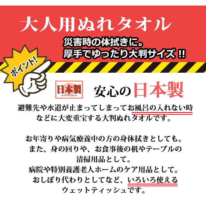 防災 大人用ぬれタオル 3個 非常用 ウェットティッシュ ノンアルコール 家族用 備蓄用 防災グッズ 災害対策 防災用品 避難グッズ 家族 避難用品 地震対策 防災セット キャンプ アウトドア 介護 即日発送 ストック 清拭タオル