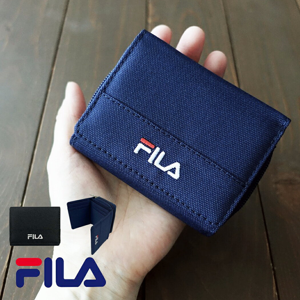 財布 FILA フィラ 3つ折り財布 キッズ財布 刺繍 マジックテープ 札入れ 小銭入れ 小学生 ウォレット 布製 fl-792 メンズ 子ども キッズ ジュニア 小銭入れ ブラック プレゼント 男の子 バレン…