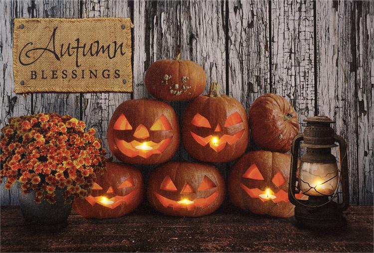 ハロウィンのキャンバスアート　ジャックオーランタン（明かりが灯ります　タイマー付き）のサムネイル