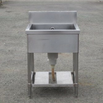 【中古】業務用 ステンレス 1槽 シンク W60 D60 H80(+15)cm 厨房 槽内寸W52D47深25cm すのこさび