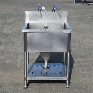 Rakuten - 【中古】タニコー 業務用 ステンレス 1槽 シンク W600 D600 H800(+150)mm 厨房 槽内寸W518D458深270mm 右さび TX-1S-60 W60D60H80cm