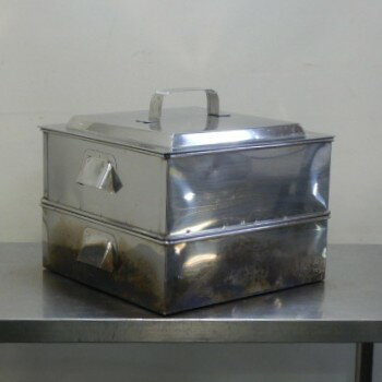 清蒸器 - 【中古】業務用 18-8 ステンレス 角蒸し器 1段 36cm 蒸器 W380D450H340mm 内寸W365D365深120mm 5.58kg