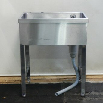 Rakuten - 【中古】業務用 ステンレス 1槽 シンク W650 D470 H800mm 厨房 槽内寸W61D39深23cm W65D47cm 水栓穴、ビス穴あり