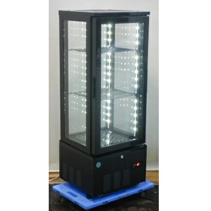 【中古】(代引不可)2025年製 JCM RITS-98 LED照明付 卓上 冷蔵ショーケース W434D398H1004mm 74L 4面ガラス 前扉 棚2段 42kg