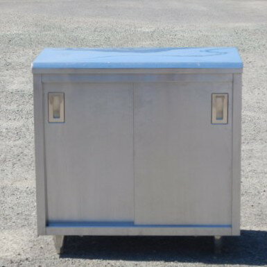 Rakuten - 【中古】業務用 ステンレス 調理台 扉付き 作業台 W820 D450 H800mm 天板さびあと 厨房 片面 引違戸 食器庫 W82 D60 H80cm 隙間 W85cm