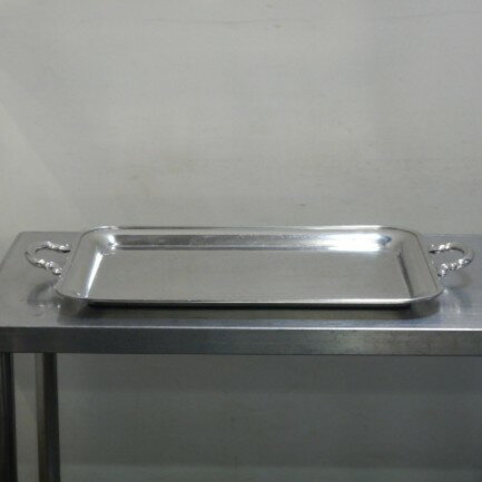 Rakuten - 【中古】ユキワ 18-8 ステンレス 22インチ 手付 角盆 プレーンタイプ W558(685)D410H45手62mm 2.56kg ビュッフェ バイキング 飾り皿