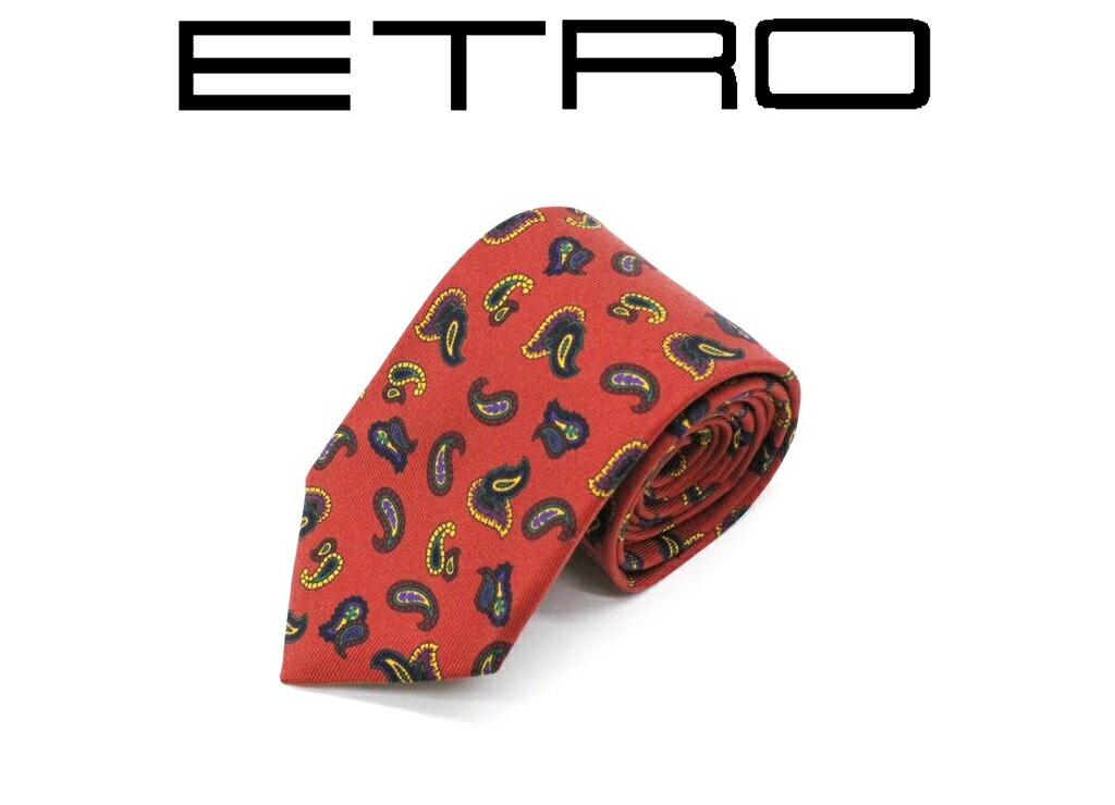 ETRO - ●エトロ◆イタリア製 シルク100％ ペイズリー柄 ネクタイ 赤橙系マルチカラー【ETRO】送料無料