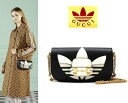 ●グッチ GUCCI×adidas ホースビット×トレフォイル 2タイプストラップ付ミニレザーショルダーバッグ 黒ブラック 送料無料(4)