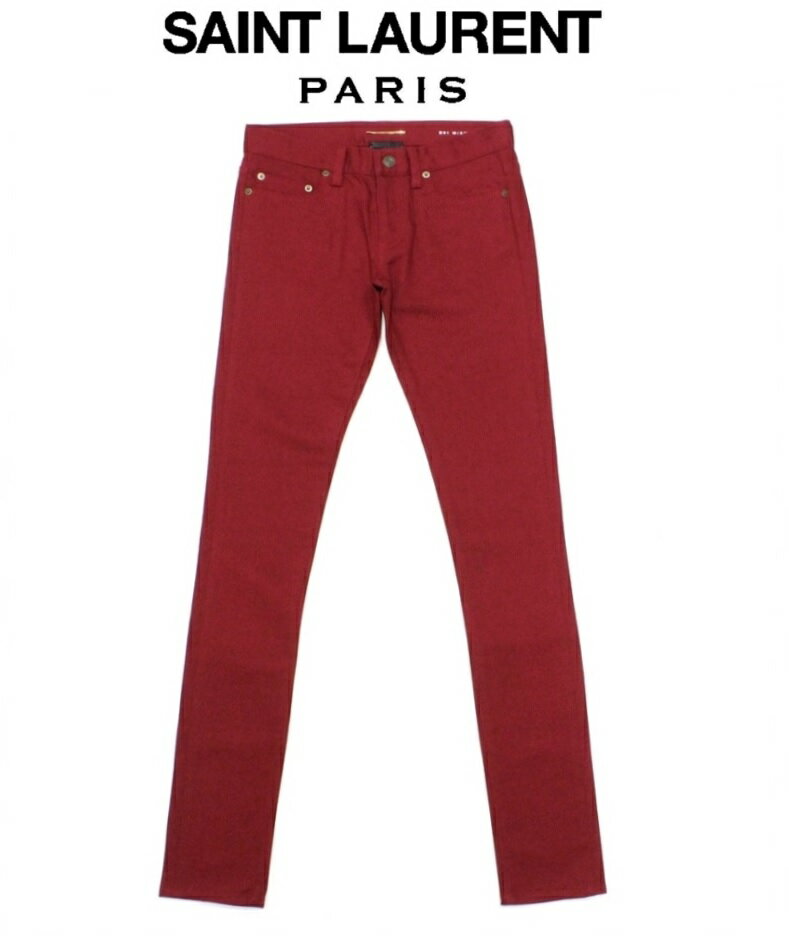 Rakuten - ●【SAINTLAURENT】日本製スキニーストレッチデニムカラージーンズ濃赤 【サイズ25／27】サンローラン 送料無料