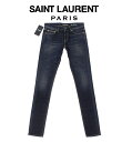 ●【SAINTLAURENT】エディ 濃青ウォッシュ&ひげ加工スキニーストレッチデニムジーンズ 【サイズ25/27】サンローラン 送料無料