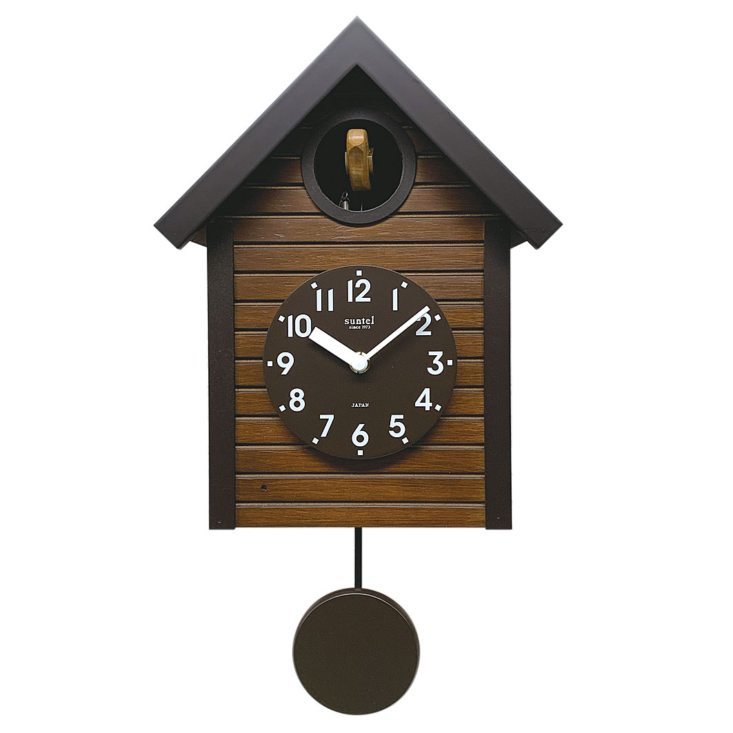 【 送料無料 あす楽 】 父の日 母の日 鳩時計 はと時計 ハト時計 掛け時計 柱時計 北欧 さんてる おしゃれ レトロ アンティーク ブラウン 日本製 木製 振り子 カッコー ナイトセンサー