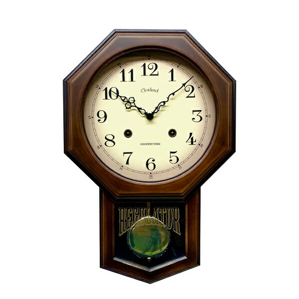【電波時計】結婚式 お中元 壁掛け時計 振り子 時計 壁掛け 電波 木製 八角形 ブラウン アラビア文字 ..