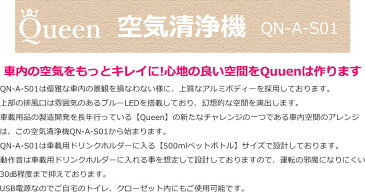 15日5%OFF Queen製 車載用空気清浄機 車載用 車用 空気清浄機 マイナスイオン発生機 PM2.5除去 花粉 脱臭 ウイルス 自動車 USB 2ポート QN-A-S01