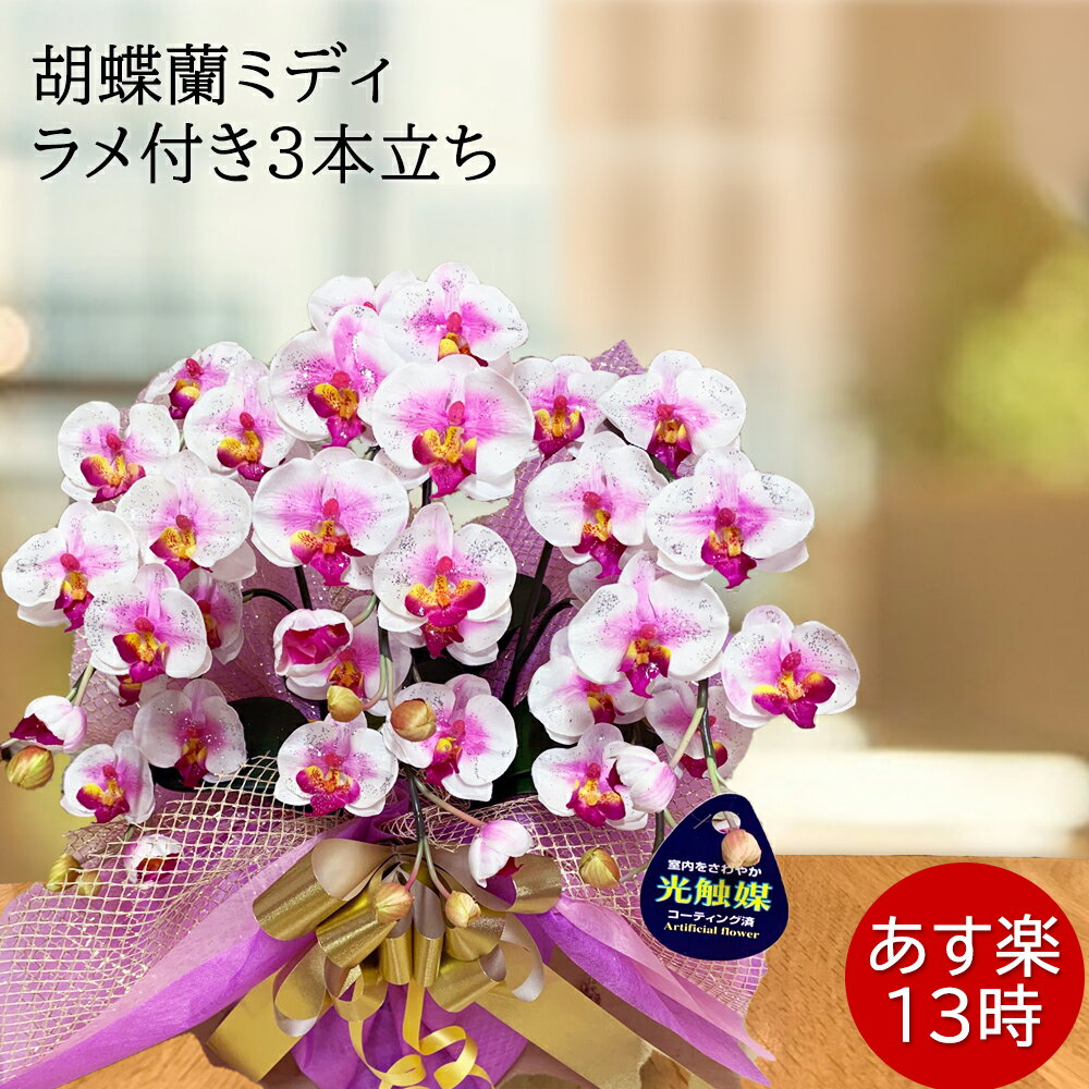 胡蝶蘭（全般） 【スーパーSALE 割引】 鉢植え 珍しい プレゼント ギフト 花 古希 紫 喜寿 誕生日 光触媒 バー 1周年 お祝い クラブ Bar 開店 胡蝶蘭 造花 キラキラ ラメ ミニ 居酒屋 カウンター ホワイト ワイン ミディ 3本 開業 レストラン スナック 敬老の日