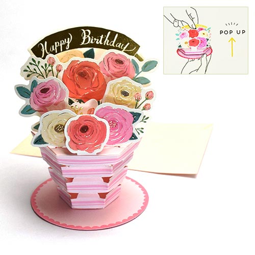 立体 バースデーカード ローズ TK-18【メール便利用可能】 [ 誕生日 グリーティングカード メッセージカード ポップアップカード 手紙 おしゃれ かわいい...