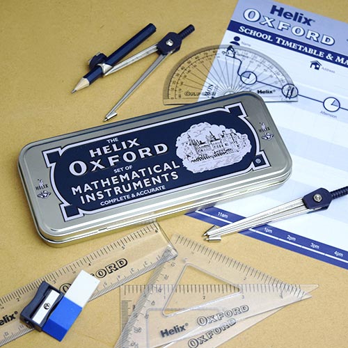 Helix へリックス OXFORD マスセット 【メール便利用可能】 [ オックスフォード 缶ペン ケース 15cm 定規 三角定規 分度器 割りコンパス おしゃれ ギフト プレゼント イギリス 海外 輸入 ブランド 文房具 文具 ] auc-cocoena-10000017 フライハイト サンプル画像2