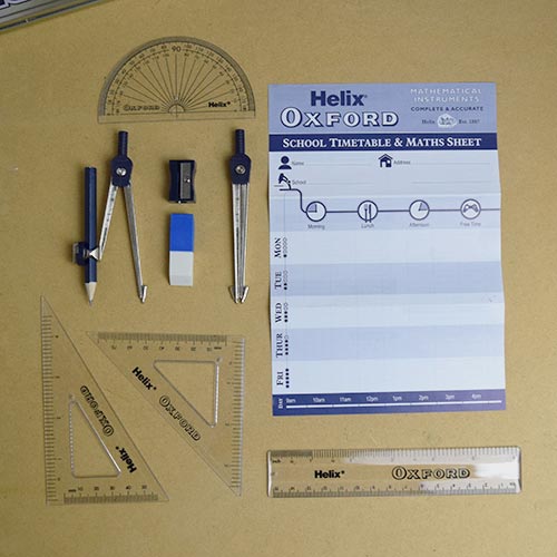 Helix へリックス OXFORD マスセット 【メール便利用可能】 [ オックスフォード 缶ペン ケース 15cm 定規 三角定規 分度器 割りコンパス おしゃれ ギフト プレゼント イギリス 海外 輸入 ブランド 文房具 文具 ] auc-cocoena-10000017 フライハイト サンプル画像3