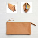 クレールフォンテーヌ　 本革 ダブル ポーチ ナチュラル cf410004 Clairefontaine Leather 2 ROOM Pouch Natural 