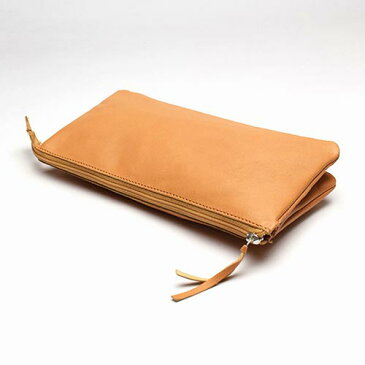 クレールフォンテーヌ　 本革 ダブル ポーチ ナチュラル cf410004 Clairefontaine Leather 2 ROOM Pouch Natural [輸入 文具 珍しい 文房具 の店 フライハイト Freiheit]