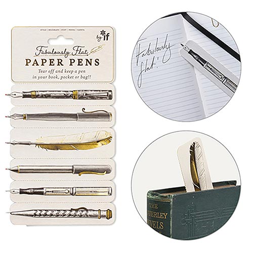 if フラットペーパーペン(6本セット)【メール便利用可能】 [ 栞 ブックマーカー ボールペン おしゃれ おもしろ 雑貨 レトロ ギフト プレゼント 文房具 ...