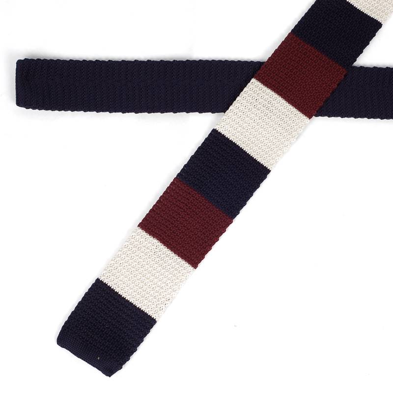 [スーパSALE30%OFF]ニットネクタイ 段柄 横ストライプ ブロック柄 ベージュ ワインレッド ネイビー 大剣幅 5.5cm 普段使い プレゼント ギフト 送料無料 父の日