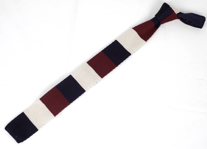 [スーパSALE30%OFF]ニットネクタイ 段柄 横ストライプ ブロック柄 ベージュ ワインレッド ネイビー 大剣幅 5.5cm 普段使い プレゼント ギフト 送料無料 父の日