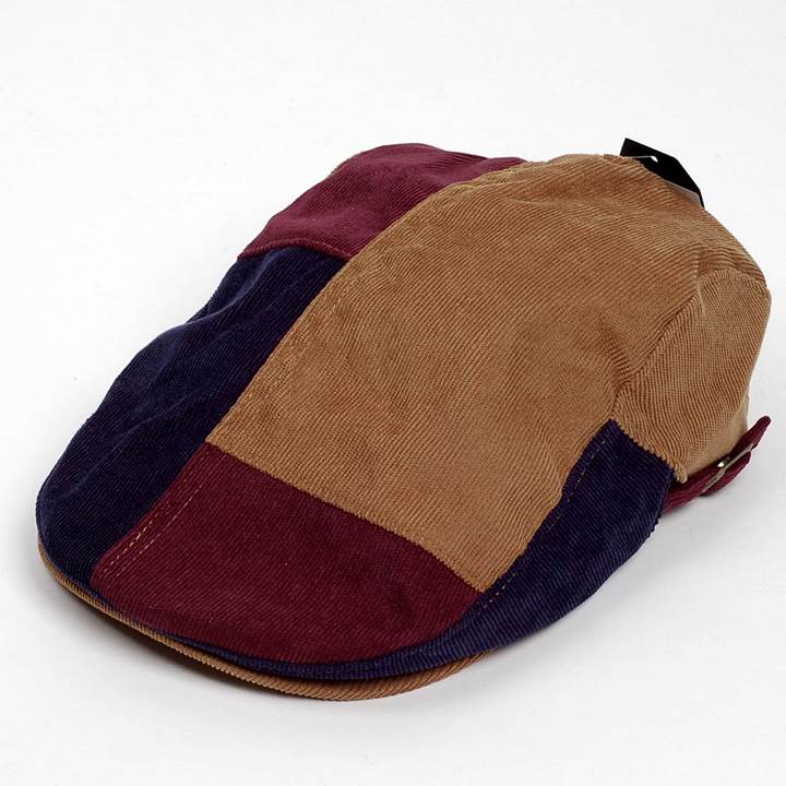 ハンチング帽 メンズ 秋 冬 シーズン キャメル系 ネイビー ワイン 細軸 コーデュロイ 4枚はぎ 接ぎ合わせ ハンチング キャップ 帽子 サイズ 58cm 調整可能