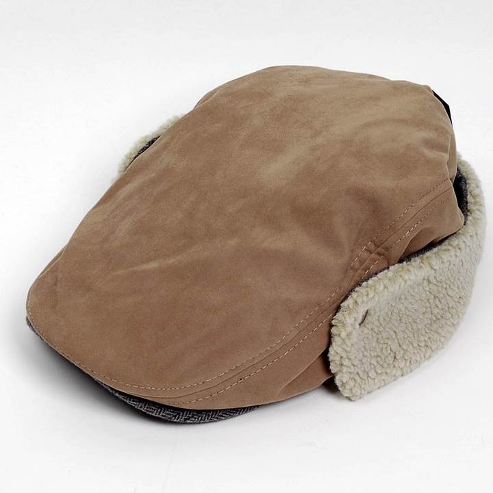 ハンチング帽 メンズ 冬 シーズン スウェード ボア フライト 耳あて ベージュ ハンチング キャップ 帽子 サイズ 58cm　 ゴムバンド式