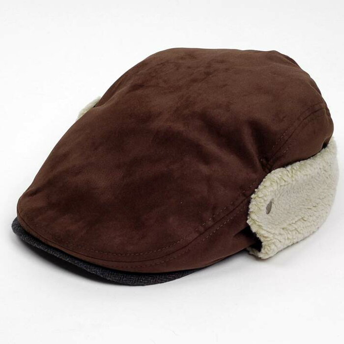 ハンチング帽 メンズ 冬 シーズン スウェード ボア フライト 耳あて ブラウン 茶色 ハンチング キャップ 帽子 サイズ 58cm　 ゴムバンド式