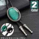 ループタイ ボロタイ ビッグ ナチュラル ストーン ペンダント メンズアクセサリー 紳士用 ジュエリー 紐付き ロープタイ ロック付き グリーン ブラック 送料...