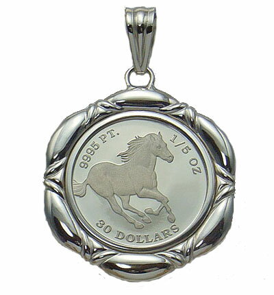 【代引き手数料、送料無料】稀少な純プラチナコインは安定資産の決定版プラチナ ツバル馬 1/5オンス コインペンダント コインネックレス レディース メンズ 馬 ホース プレゼント 彼氏 彼女 誕生日 贈り物 記念日