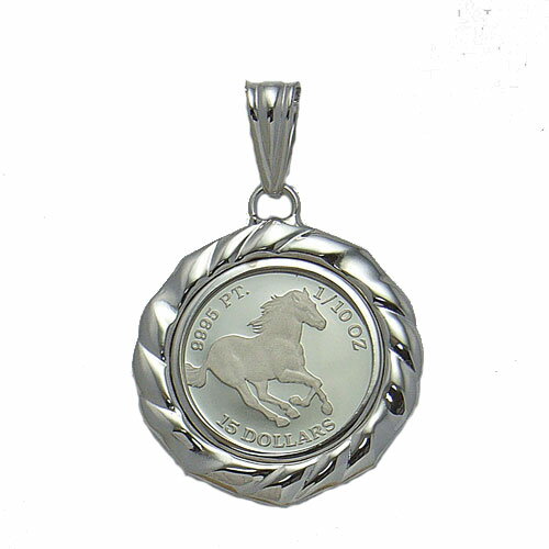 【コイン ペンダント】【代引き手数料、送料無料】ネックレス/コインペンダント希少なプラチナを贅沢に使った ツバルホース1/10オンスコインペンダント