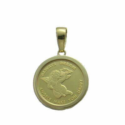 【代引き手数料、送料無料】純金で天使の羽根と永遠の微笑をレリーフ 可愛いお尻のエンジェル2.5gガラス入りペンダント