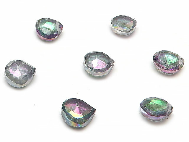 【粒販売】ミスティックトパーズ マロンカット 6～7mm No.2【3粒販売】▽ トパーズ レインボートパーズ Topaz 11月の誕生石 しずく 雫 粒売り 天然石 ビーズ パワーストーン パーツ アクセサリー 素材 材料