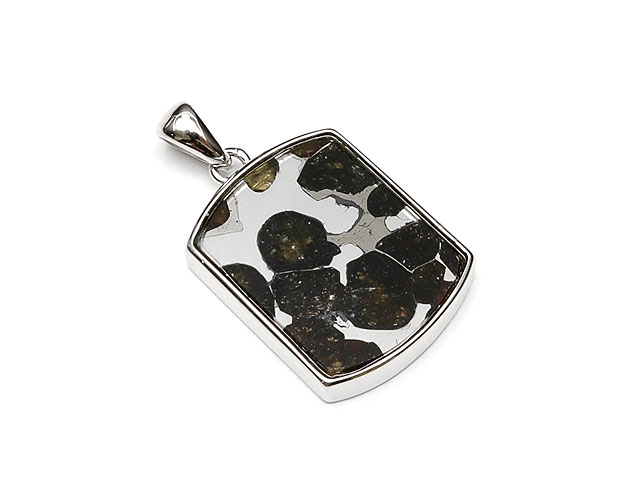 ケニア産 パラサイト セリコ隕石 ペンダントトップ 24×17mm No.638【1点もの】▽ パラサイト隕石 石鉄隕石 天然隕石 メテオライト Meteori...