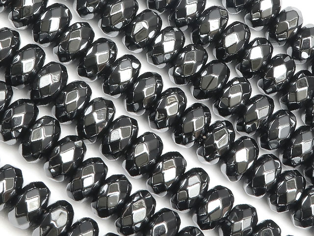 ヘマタイト ボタンカット 6×3mm【1連販売】▽ ヘマタイン 赤鉄鉱 Hematite 連売り 天然石 ビーズ パワーストーン パーツ アクセサリー 素材 材料